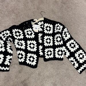 Elan Monochrome Crochet Cardigan